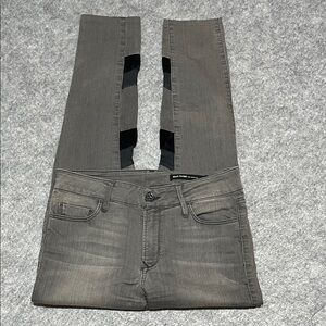 Black Orchid Women’s Gray Skinny Jeans with Black Velvet Side Panels